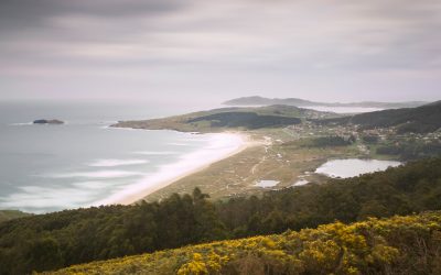 Doninos beach in Ferrol, Galicia, Spain in a cloudy day.